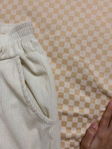 Urbanic Ribbed Trousers - White