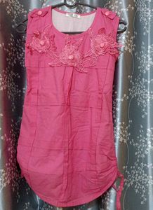 Pink Floral Applique Top