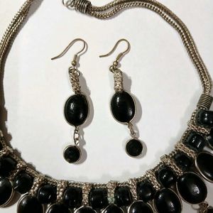 Necklace Earrings Set Oxidized