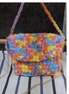 crochet soft yarn bag .