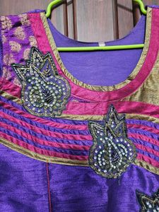 Cute Purple Embroidered short Kurti