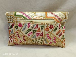 Embroidered Clutch with Pearl Detail