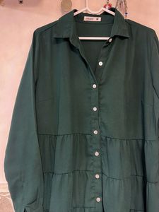 Green Tiered Shirt Dress
