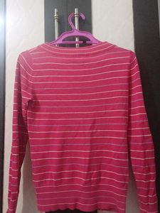 Pink Striped Long Sleeve Sweater