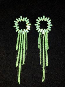 Green Fringe Statement Earrings