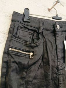 Zara Black Faux Leather Mini Skirt