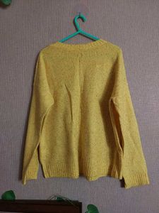 Yellow Knit Sweater with Pocket