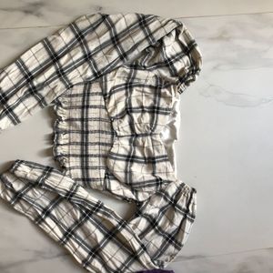 Plaid Long Sleeve Crop Top