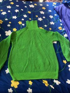 Green Knit Turtleneck Sweater