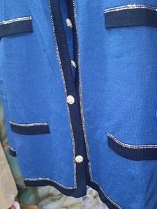 Elegant Blue Knit Cardigan