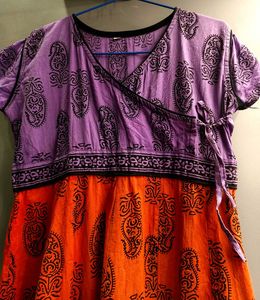 Orange and Purple Multicolored Mini Dress