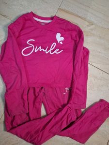 Girls Pink 'Smile' Pajama Set