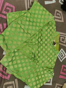 Green Blouse with Gold Dots