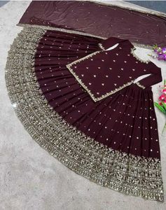 Maroon Embellished Lehenga