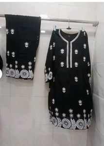 Black Embroidered Kurti with Palazzos