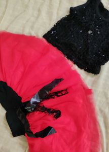 Red And Black Skirt Set For Baby Girl Party Wear