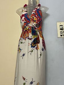 Pintrest Padded Paisley Halter Maxi Dress