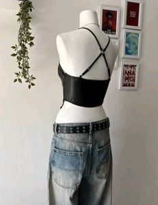 Rave leather crop top