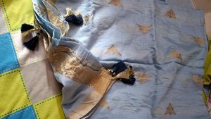 Elegant Blue &amp; Gold Embroidered 3 piece