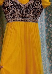 Elegant Yellow Embroidered Anarkali Gown