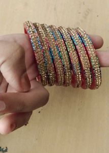 Red &amp; Gold Accent Bangles (Set of Six)