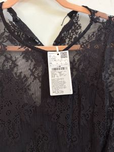 MANGO Black Lace Maxi Dress