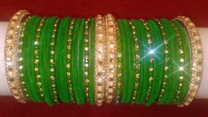 Green &amp; Gold Bangle Set
