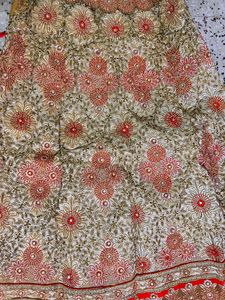 Beige&amp;Red Colour Bridal Lehenga,Blouse,Dupatta F