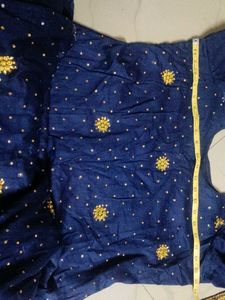 Elegant Blue &amp; Gold Embroidered Kurta