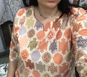 Orange Leaf Print Kurta