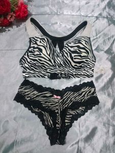 Imported Zebra Print Lingerie Set