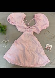 Pink Puff Sleeve Dress