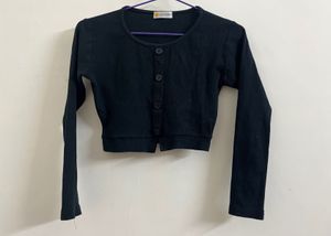 Black Button-Down Long Sleeve Top