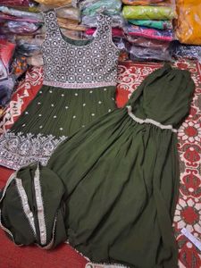 Elegant Green Anarkali Suit Set