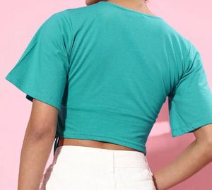 DressBerry Sky Blue Side-Tie Crop Top | Size S | C