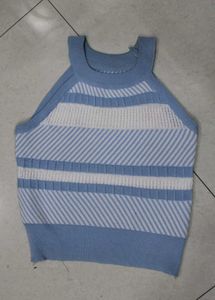 Striped Knit Tank Top - Blue &amp; White
