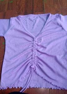 Purple Long Sleeve Crop Top