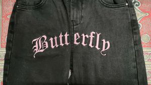 Butterfly Black Straight Jeans 🦋