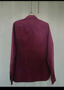 Burgundy Casual Button-Down Shirt