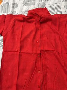 Red Mandarin Collar Blouse