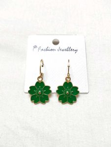 Green Flower Earrings