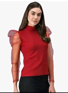 Classical Turtle Neck Puff Sleeeve Top