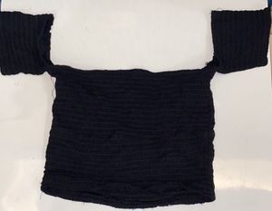 Black Smocked Off-Shoulder Top