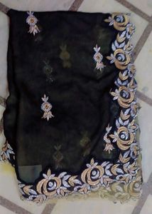 Elegant Black Embroidered saree