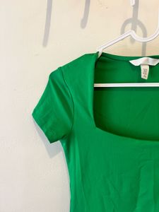 Green Square Neck Top H&amp;M