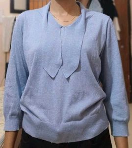 Korean style sky blue shimmer top