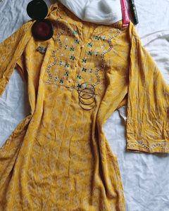 Mustard Straight Fit Kurta