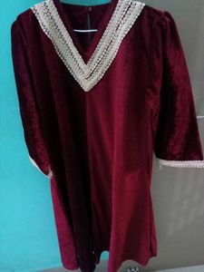 Elegant Maroon Velvet Kurta