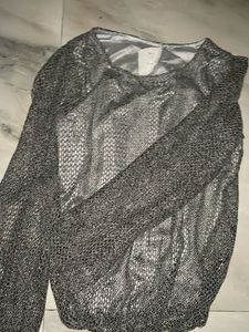 Silver Long Sleeve Top