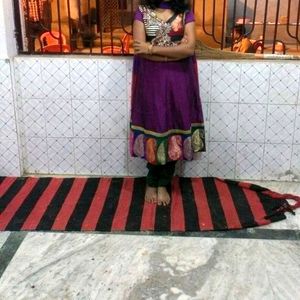A Purple Color ANarkali Gown For Festive Look